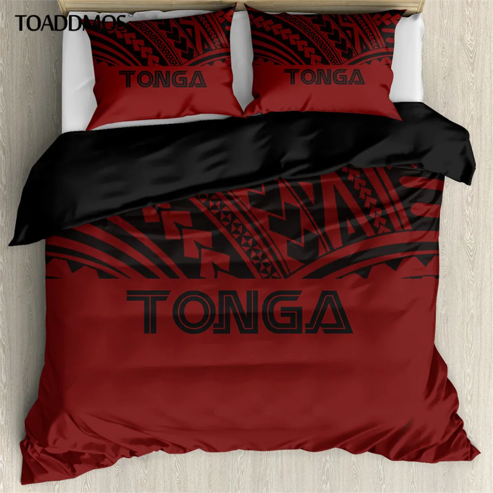 Комплект постельного белья TOADDMOS полинезийский дизайн Tonga красная наволочка и