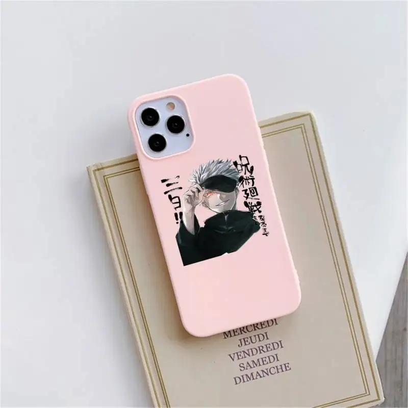 

Jujutsu Kaisen Phone Case Pink Candy Color for iPhone 11 12 mini pro XS MAX 8 7 6 6S Plus X SE 2020 XR