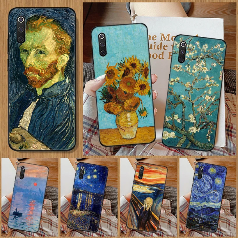 

Van Gogh oil Art Painting Phone Case For Xiaomi Redmi Note 10 Pro 10S 9S 8T 7 8 9 9A 9C 8A 7A 6A 5 6 S2 K20 Black Print Cover Co