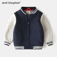 mudkingdom boy bomber jacket patchwork baseball hoody coat kids outerwear for toddler patchwork loose coats children clothing
