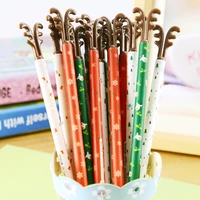 4pcs merry christmas elk point pen ballpoint 0 5mm black color ink pens decoration stocking gift school party supplies a6845