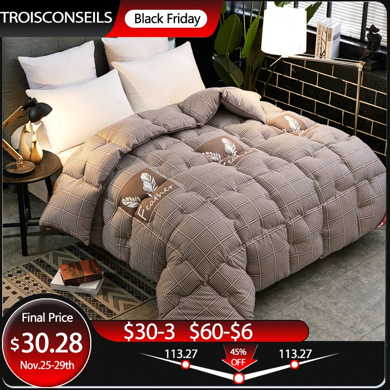

Autumn Winter Thicken Warm Quilt Blanket Double King Queen Bed Cover Bedding Skin-friendly Printed Comforter Home Hotel Duvets
