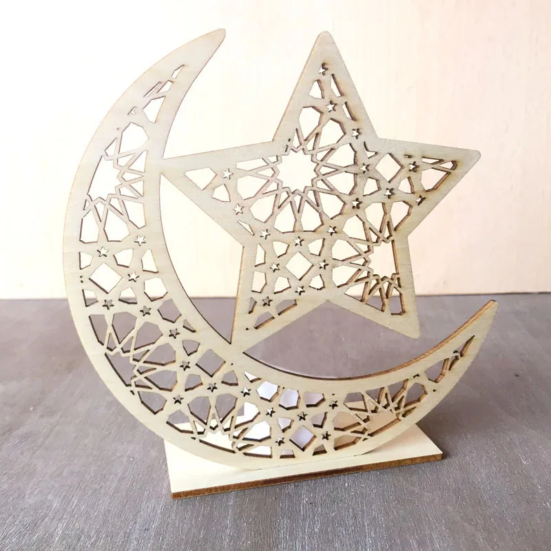 

Ramadan Eid Mubarak Wooden Plaque Moon Islam Muslim Eid Mubarak Hanging Pendant Decoration For Home DIY Hollow Party Supplies