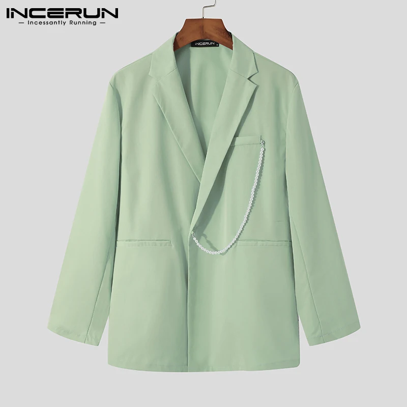

INCERUN Tops 2021 Men's Solid Color Comeforable Coats Blazer Stylish Long Sleeves Blazer Suit Male Jackets Hot Sale Coats S-5XL