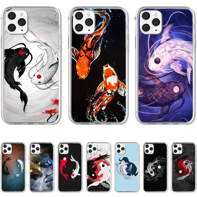 

Ying Yang Koi Fish Phone Case For Iphone 5 SE 2020 6 6s 7 8 plus X Xr XS 11 12 Mini Pro Max Fundas Cover