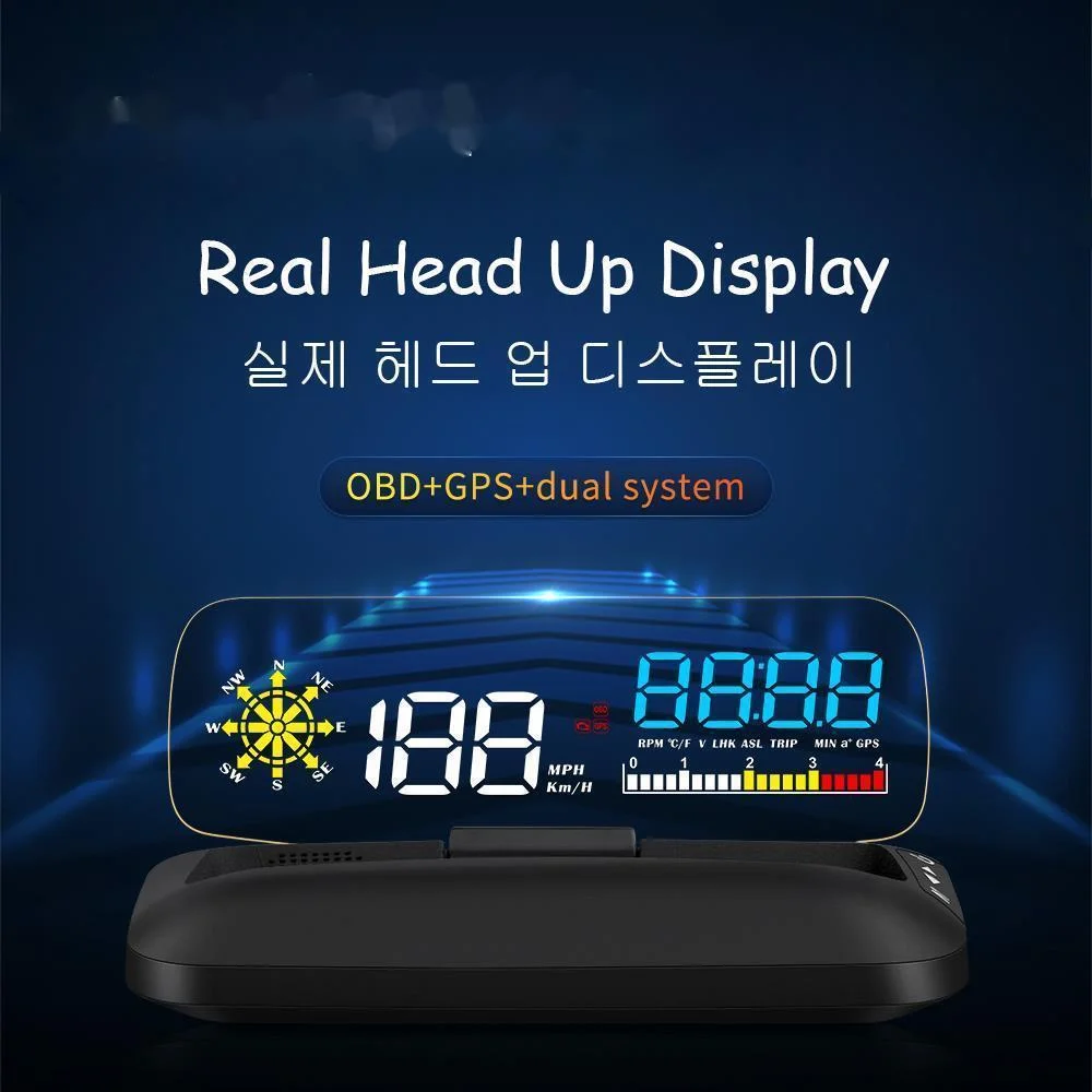 

Проектор скорости лобового стекла автомобиля HUD C5, OBD2 + GPS, совместим со всеми автомобилями, 2021