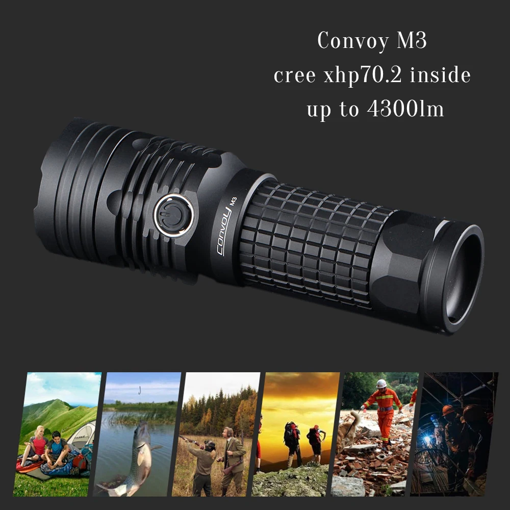 Портативный светодиодный фсветильник Convoy M3 защита от перегрева