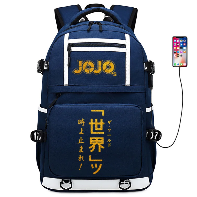 JoJo невероятное приключение с золотым принтом школьная сумка большой дорожный Рюкзак Школьные сумки Oxford для девочек-подростков с рисунком из аниме книжные сумки - Цвет: 20