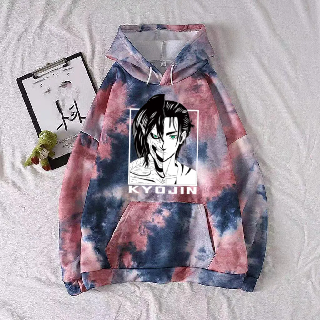 

Uniex Hoodie Attack on Titan Tie-dye Pullovers Tops Long Sleeve Anime Cloth