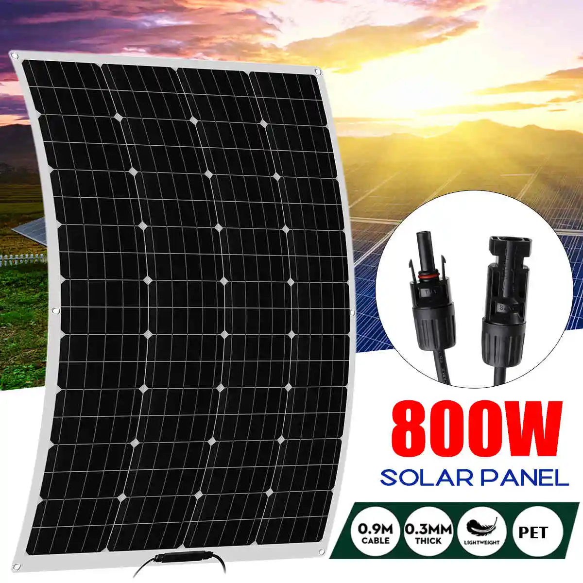 

800W Dual USB Solar Panel Waterproof Poly Solar Cells Solar Panel for Phone Car Yacht RV Outdoor Battery Charger