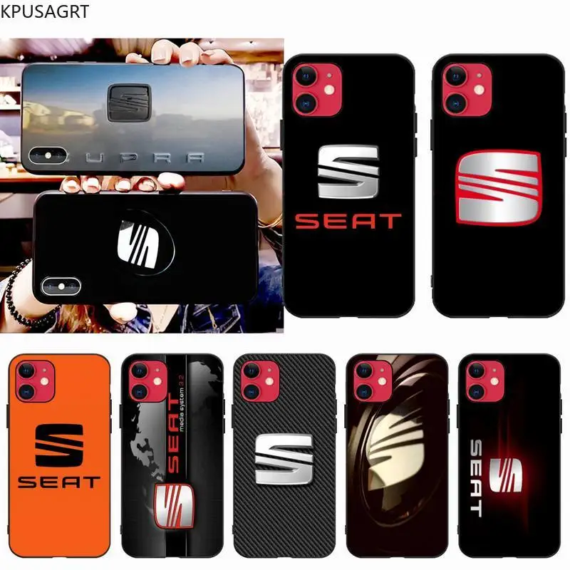 USAKPGRT Seat logo Spain Car Silicone Black Phone Case for iphone 12 pro max 11 pro XS MAX 8 7 6 6S Plus X 5S SE 2020 XR case
