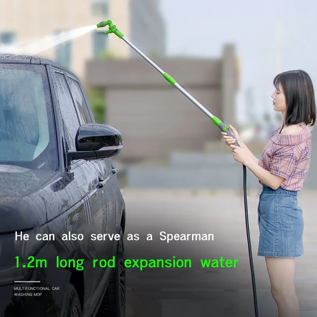 

Rinse 2 In 1 Car Wash Brush Chenille Broom Telescopic Cleaning Mop Broom Rotating Stretchable Mop Car Water Spray Cleaning Tool