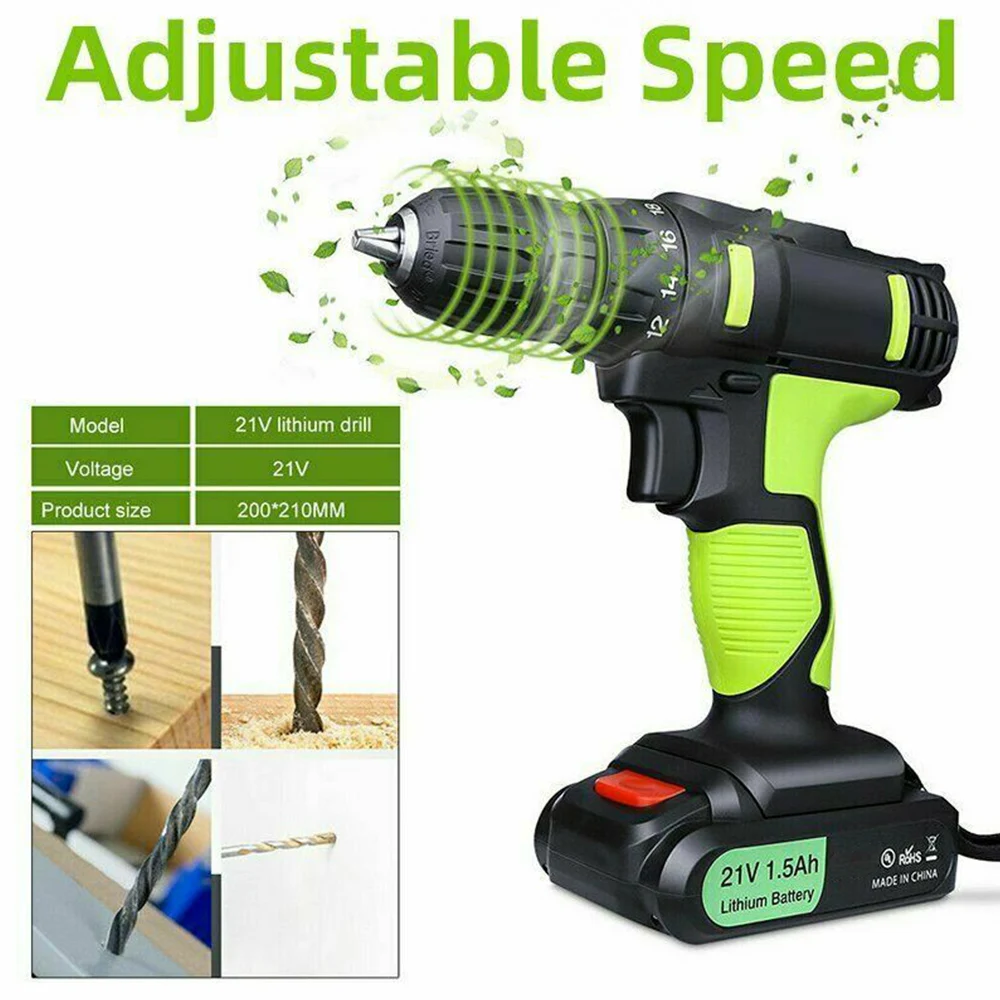 

Electric Screwdriver Tool Set With 2 Lithium Batteries Portable 21V Cordless Drill Driver Rechargeable Handheld Household Tools