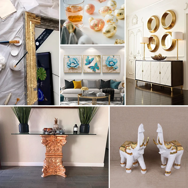 

100pcs 16x16cm Art Crafts Paper Imitation Gold Sliver Copper Leaf Leaves Sheets Foil Paper for Gilding DIY Craft Decorations