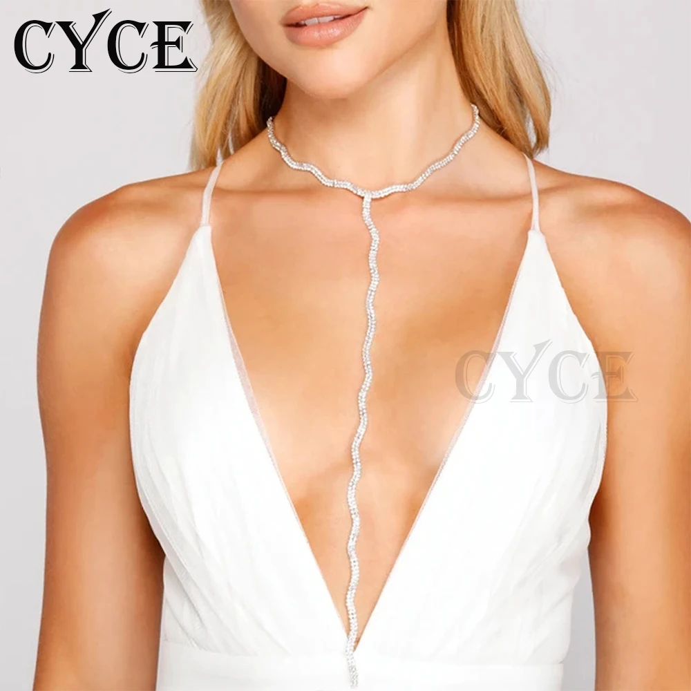 

CYCE Personality Wavy Rhinestone Chest Chain For Women Body Jewelry Sexy Crystal Bikini Waist Belly Chain Body Chain Accessories