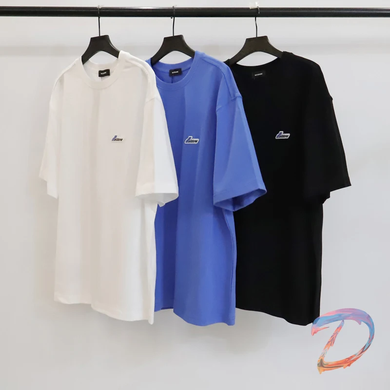 

Oversize WE11DONE Embroidered T-Shirt Men Women High Quality Drop Shoulders Loose T Shirts Welldone Fashion Round Neck Tops