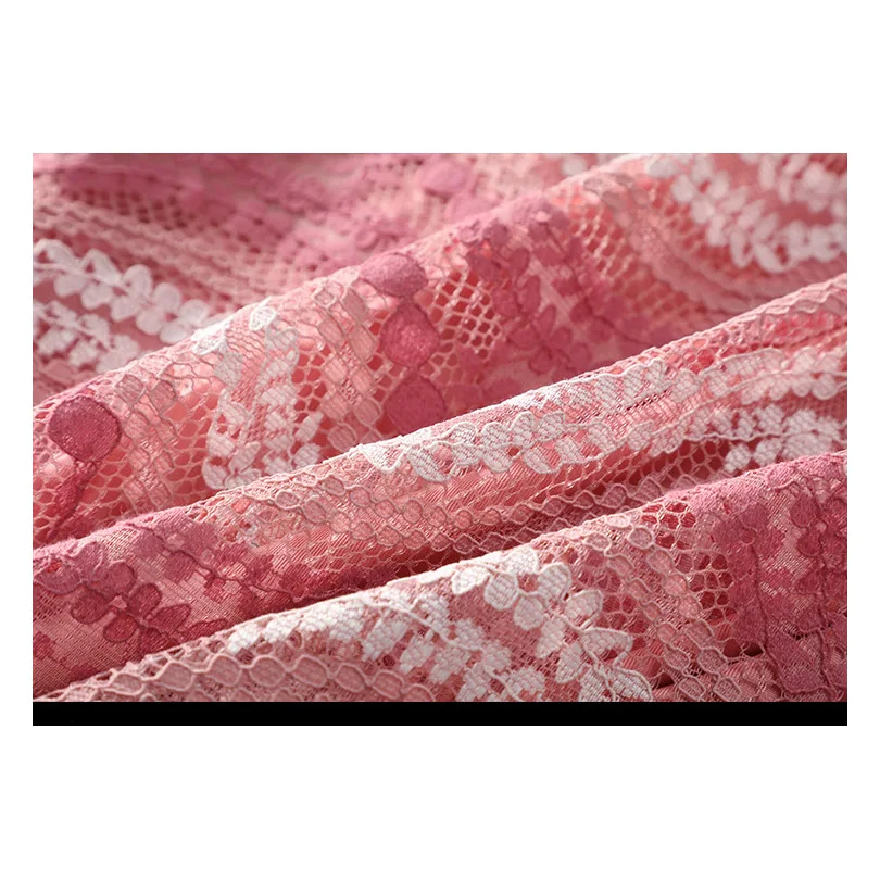 

Elegant Women's Lace Dress Pink White Contrast Color Round Neck Short Sleeve Hollow Out Plus Size Dresses for Women 4xl 5xl 6xl