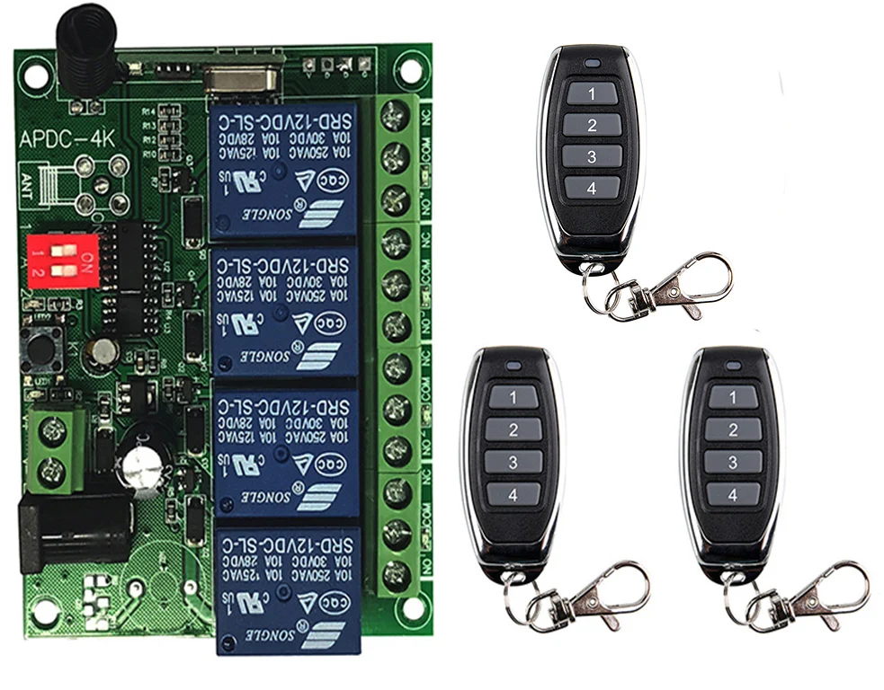 Умное многоканальное беспроводное реле постоянного тока 12 В 24 в 10 А 315/433 МГц 4