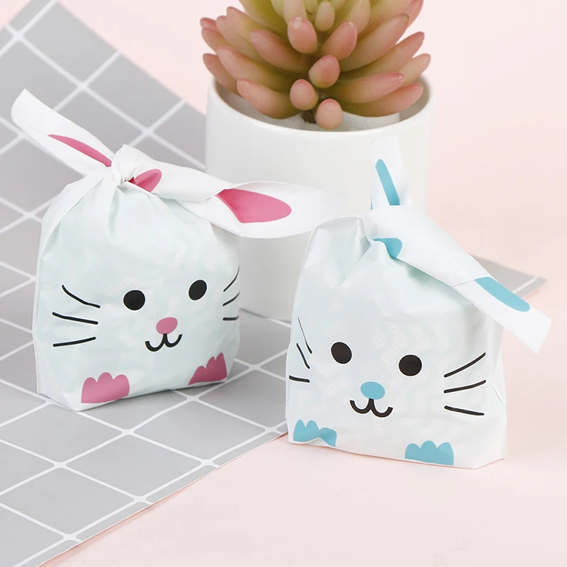 

50pcs Cute Long Bunny Rabbit Ear Gift Bag Easter Candy Gift Plastic Party Favors