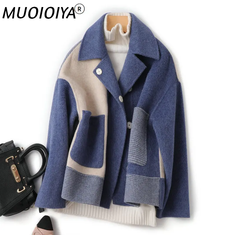 

2022 New High Quality Double Side Cashmere Winter Woolen Coat for Women Vintage Fashion Korean Short Wool Coats Female Outerwear