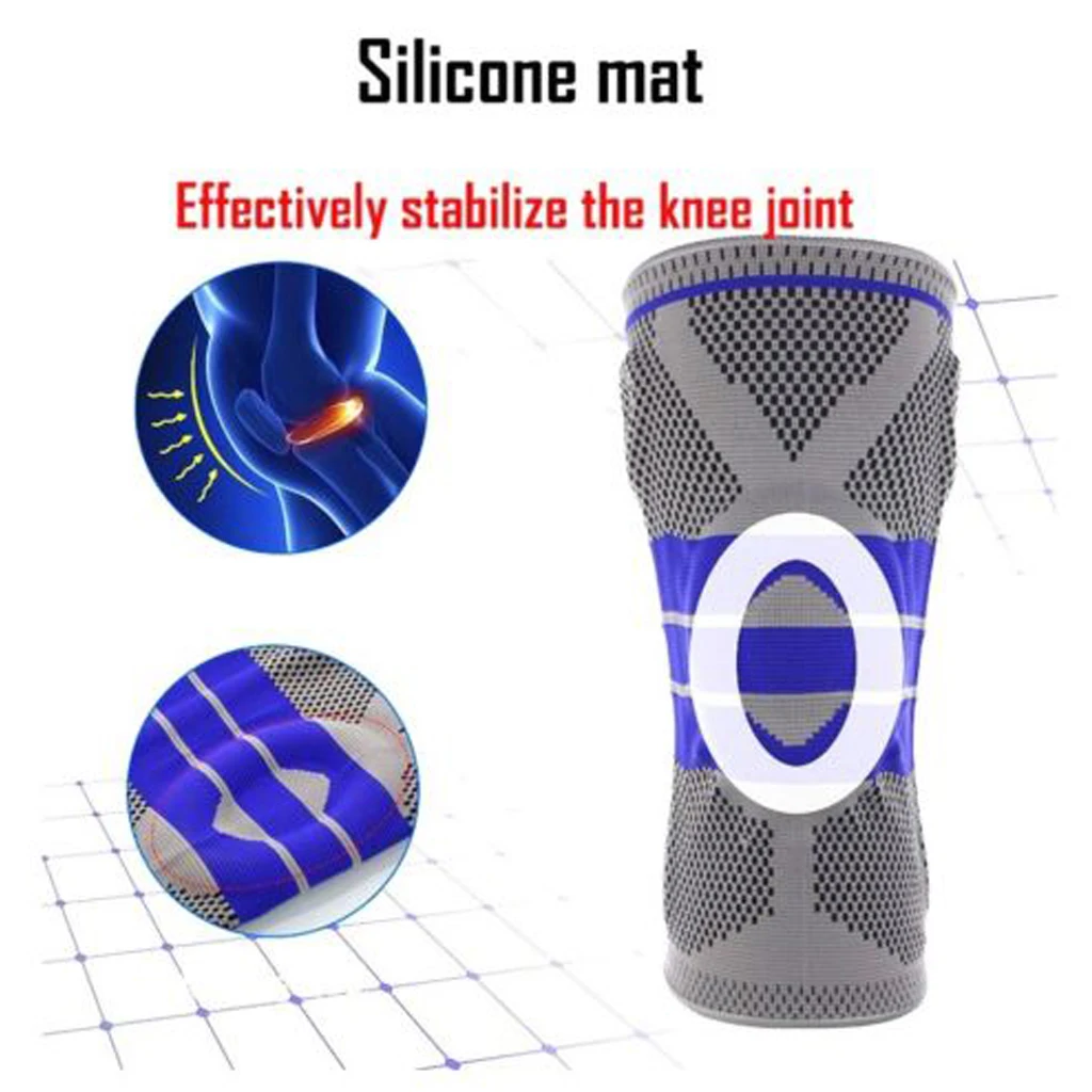 Silicone Spring Full Knee Brace Strap Patella Medial Support Strong Meniscus Compression Protection Sport Pads Running Basket  Спорт