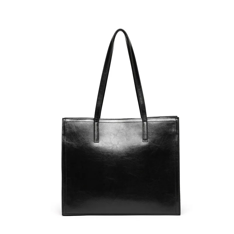 

Women's bags, new leather handbags, large bags, large-capacity handbags, fashion contrast color cowhide shoulder bags