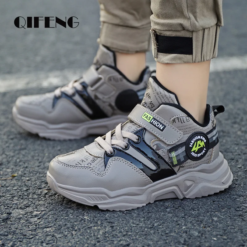 Autumn Winter Children Shoes Boys Non-slip Snow Ankle Boots Leather Casual Chunky Sneakers Waterproof Kids Footwear Fashion 5 6