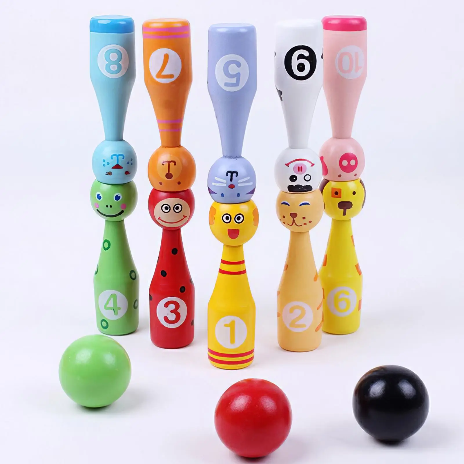 

Kids Outdoor Game Compact And Lightweight Wooden Bowling Ball Toys Children Educational Animal Bowling Bottle Ball For Children