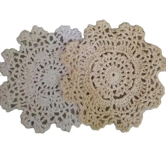 Vintage cotton placemat cup coaster mug kitchen Christmas dining table place mat cloth lace Crochet tea coffee doily drink pad | Дом и сад