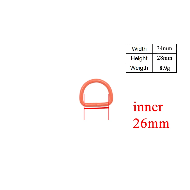 

100pcs/lot Metal Red orange D ring DIY for dog collar 25mm connection metal buckle DIY half ring belt buckle CDK25R