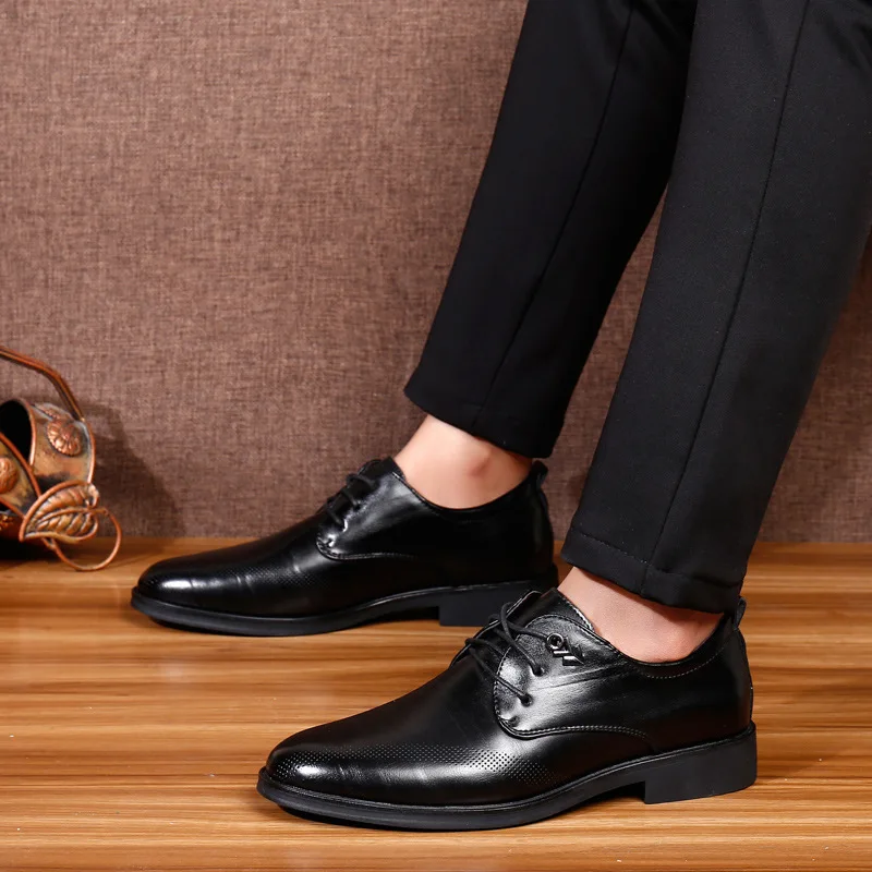 

Classic Man Round Toe Dress Shoes Cow Leather Business Casual Shoes Mens Black Wedding Shoes Oxford Formal Shoes Big Size 44