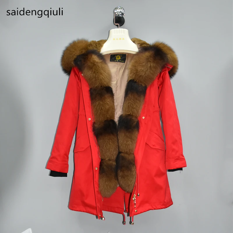 2019 зимняя новая женская теплая парка с натуральным кроличьим мехом женские