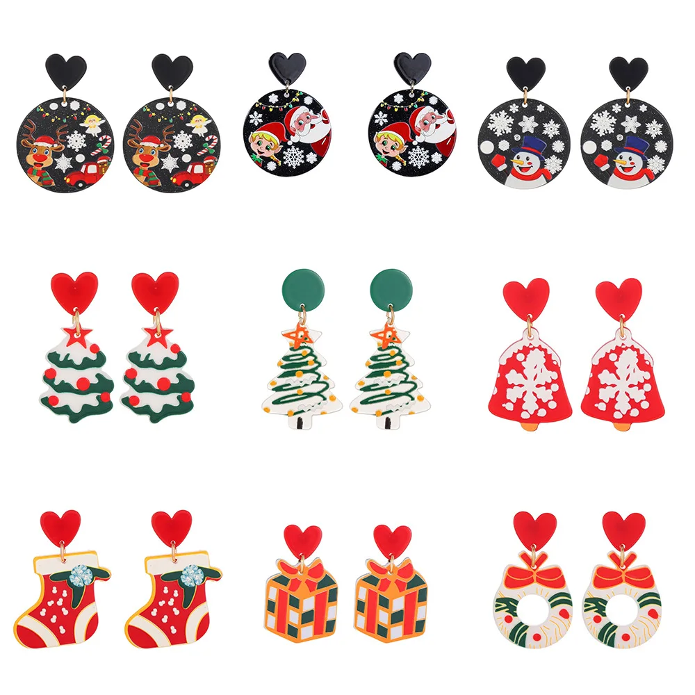 

Christmas Acrylic Dangle Earrings Gilrs Earrings for Women Korean Fashion 2021 New Earings Jewelry Drop Earrings Women Earrings
