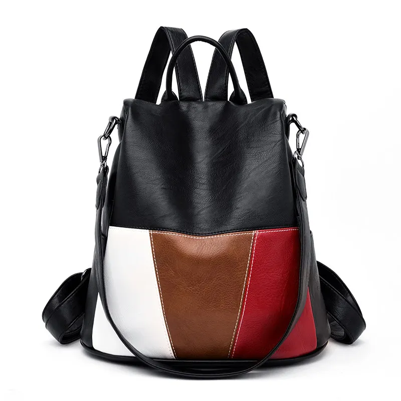 

Сумки для женщин 2021 Новый Ретро Модный женский рюкзак на молнии из искусственной кожи Высококачественная школьная сумка через плечо для мо...