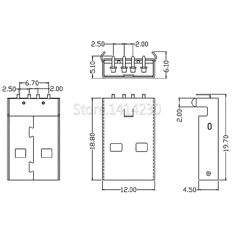 10Pcs USB 2.0 Male A Type USB PCB Connector Plug 90 degree Male USB Connectors 4Pins DIP images - 6