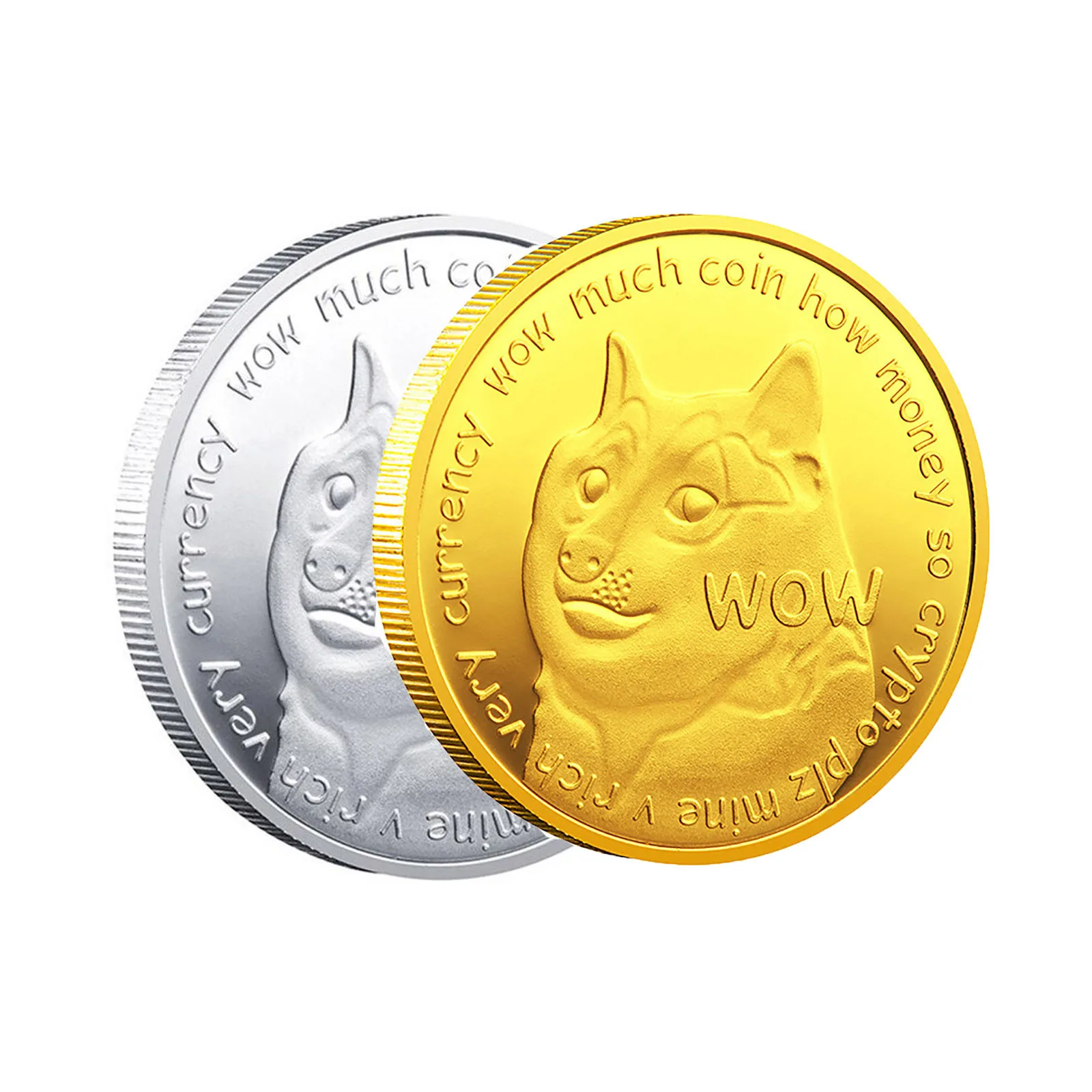 

2pc Coins Commemorative Plated Doge Coins Dogecoin Coins Commemorative Coin Collection 2021 Pices Commmoratives Des Doges