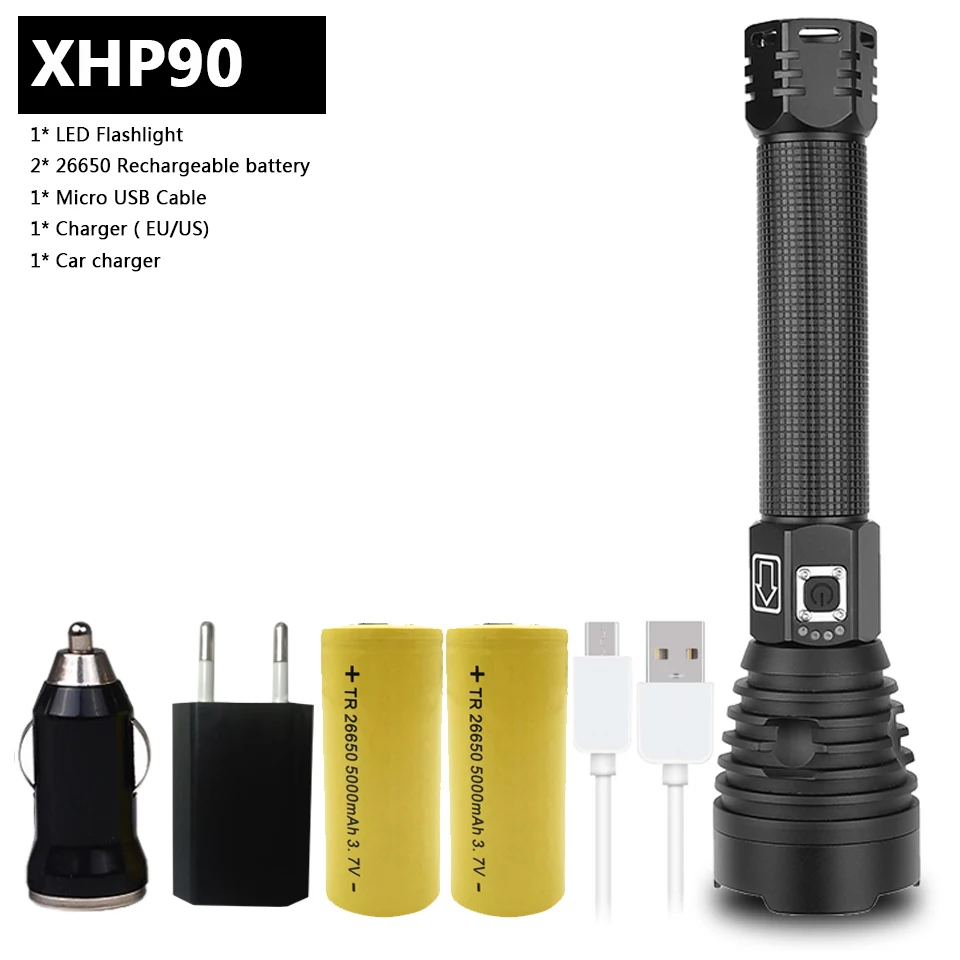 Package E XHP90 Новое поступление самый мощный светодиодный фонарик usb фонарь с зумом 18650 26650 перезаряжаемая батарея ярче чем xhp70.2 xhp70 xhp50 - Испускаемый цвет: Package E