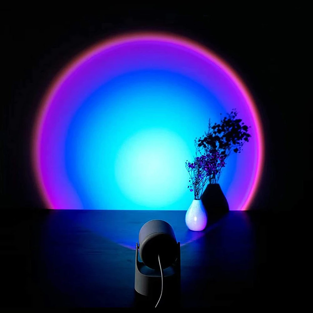 Sunset Projection Lamp LED NIght Light Rainbow Floor Stand Modern Decorative USB Shop Bar Wall Decoration | Лампы и освещение