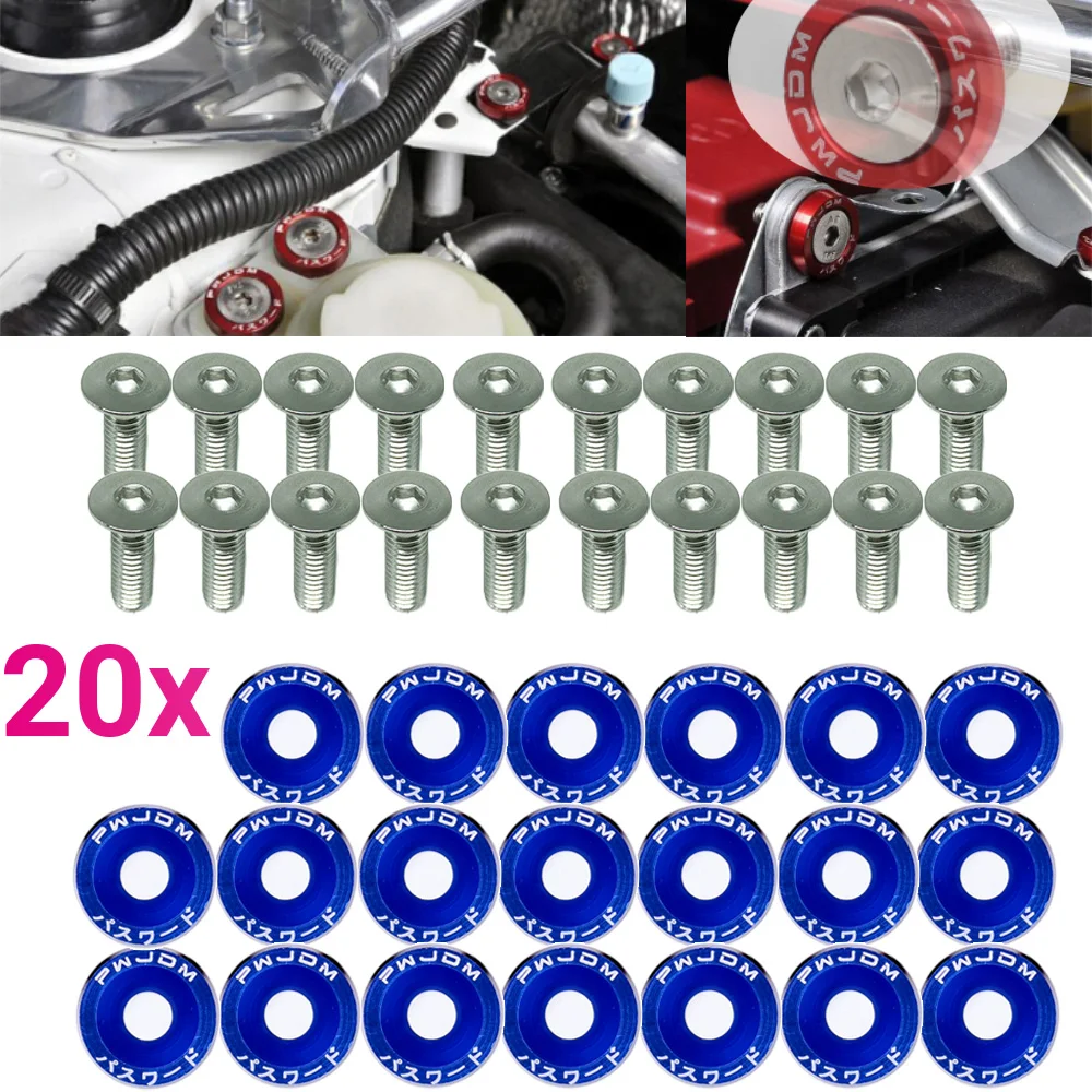 20pcs M6 JDM Car Modified Hex Fasteners Fender Washer Bumper Engine Concave Screws Car-styling | Автомобили и мотоциклы