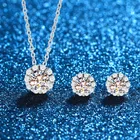 Серебряный 925 звездочками с оригинальными стразами тест последние 1 карат D Цвет Муассанит подсолнечник, подвеска, ожерелье 0,5 ct Серьги с драгоценными камнями для женщин