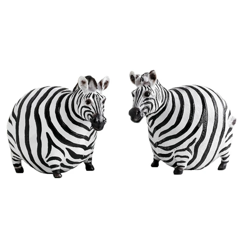 

2 Pcs Zebra Resin Animal Figurines Ornaments Animal Model Desk Decor Home Decoration Accessories Modern Room Decoration