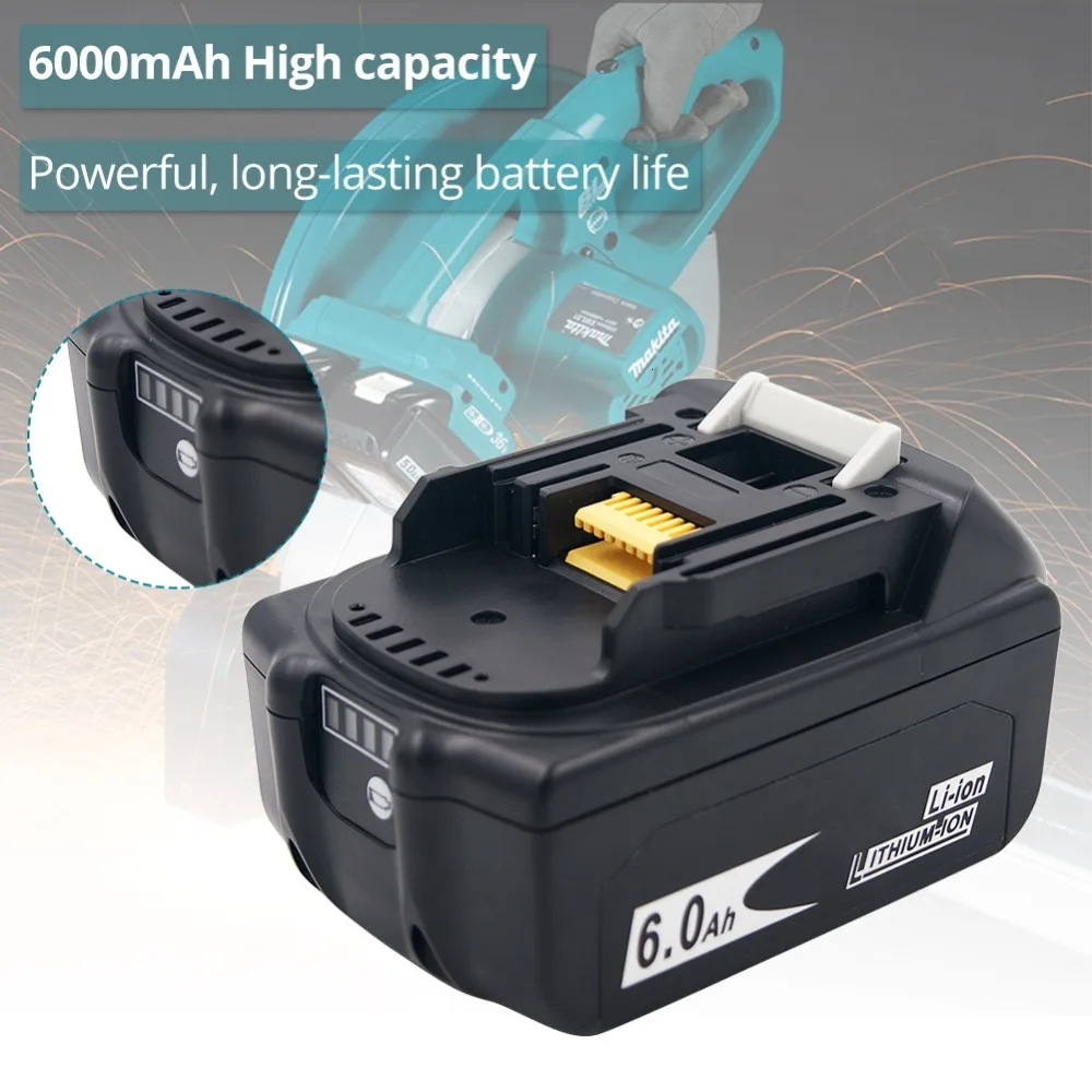 2 упаковки электроинструментов батарея для Makita 18 В батарея 6ah 6000mAh BL1860 Bl1850 BL1840 BL1830 светодиодный светильник баланс зарядка защита