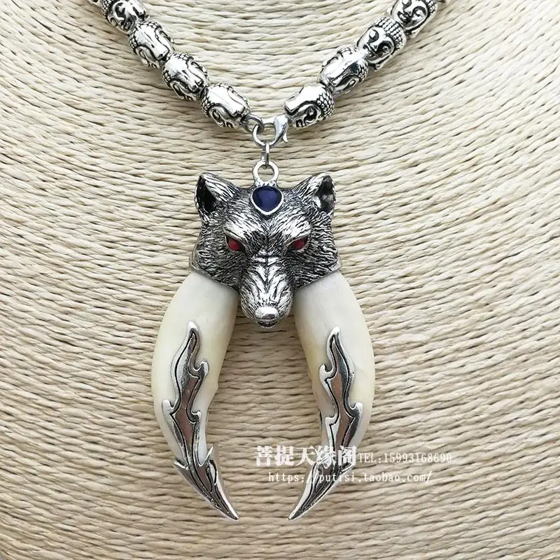 Кулон ожерелье волчий зуб точно собачьи зубы двойная упаковка Серебряная Защита