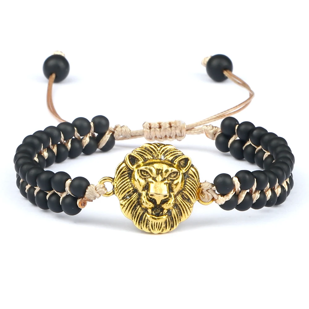 

Fashion Natural Black Matte Beaded Bracelets Handmade Charm Adjustable Wrap Reiki Yoga Healing Bangles For Women Men Jewelry 4MM