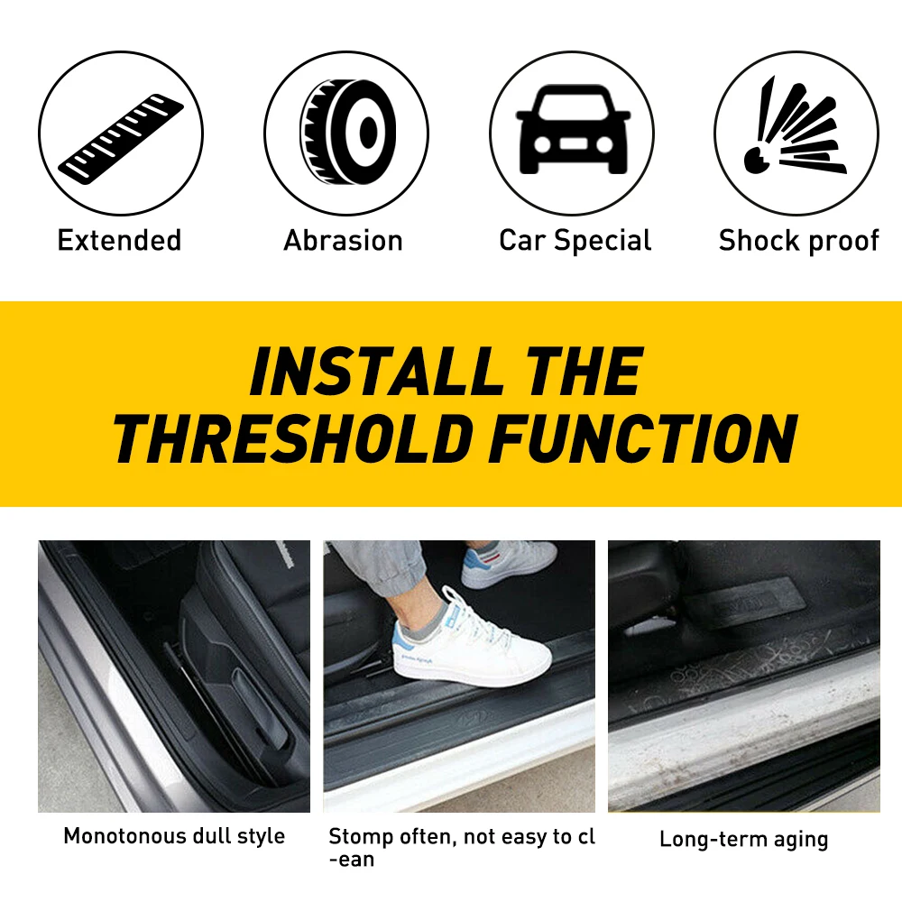 4PCS Car Door Sill Carbon Sticker For Ford Fiesta Mondeo Leather Fiber Plate Threshold Auto Accessories | Автомобили и мотоциклы