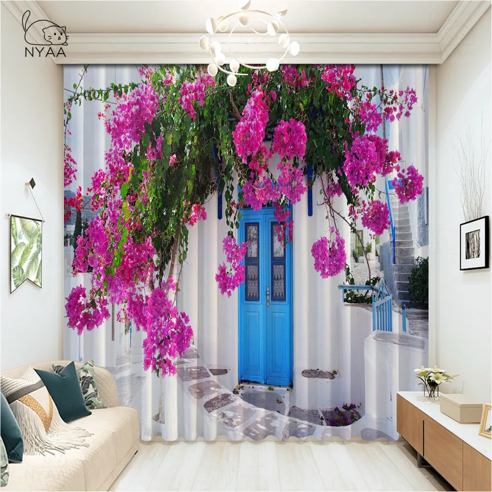 

Old Town Europe Village Wall Curtain Home Hotel Window Curtain Yellow Cafe Printed Decorative Tape For Curtains Micro Shading