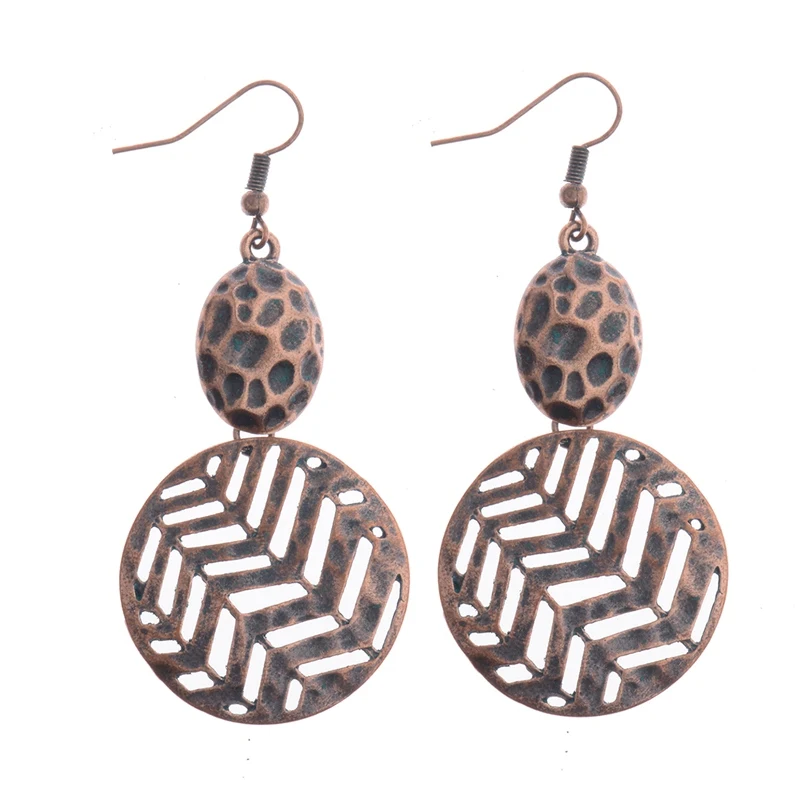 Amader винтажные серьги в богемном стиле бронзовые висячие с узором виде капли воды