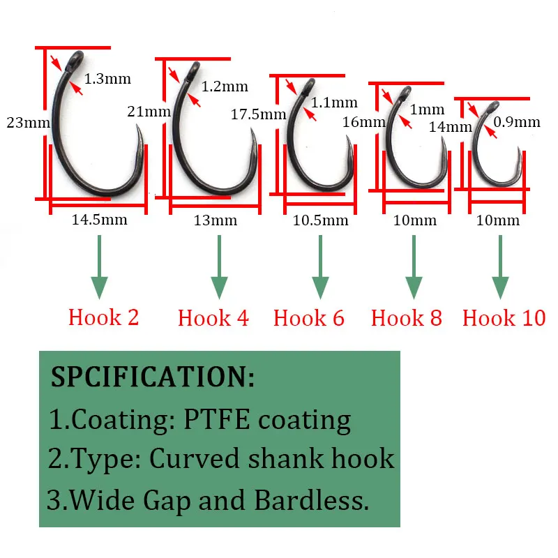 30 шт. рыболовные крючки из высокоуглеродистой стали с ПТФЭ покрытием | Спорт и