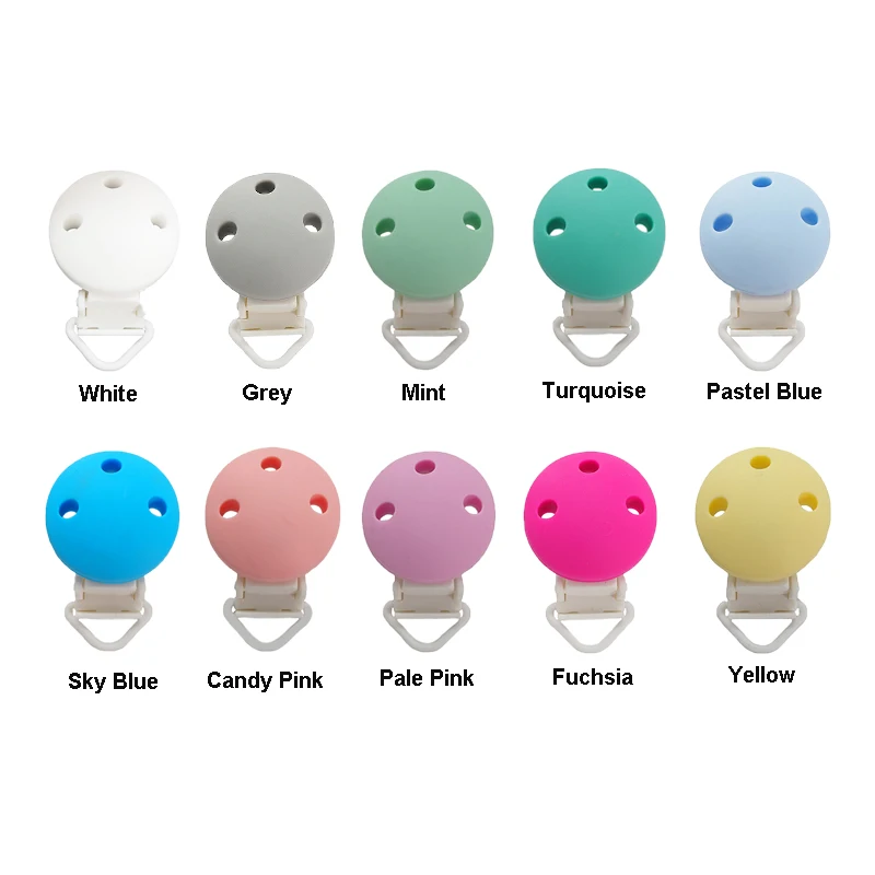 Chenkai 50PCS Silicone Round Clips Soother Nursing Teething BPA Free For DIY Baby Dummy Montessori Pacifier Chain Accessories