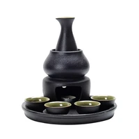 japanese ceramics hip flask set classic handmade retro creative sake cups set household round flasque alcool drinkware ej50hf
